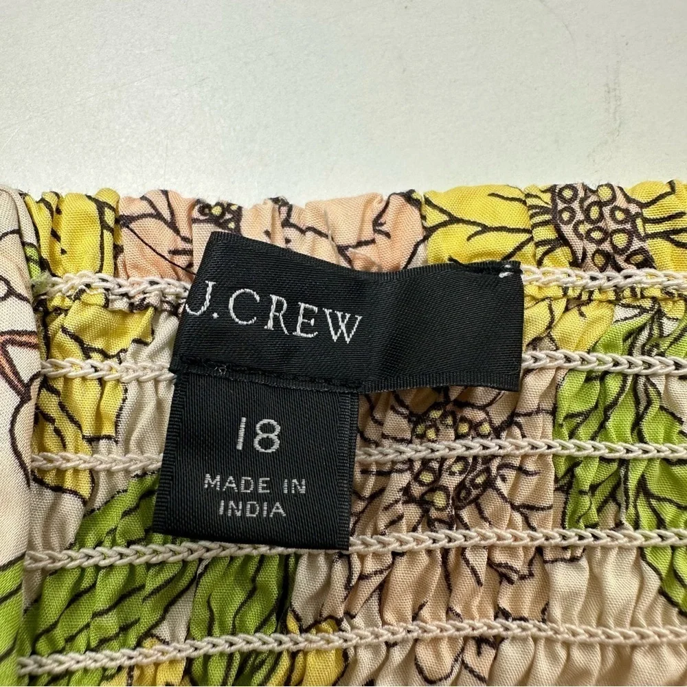 J. Crew Square Neck Tie-Front Blouse Women’s 18 Puff Sleeve Zinnia Floral